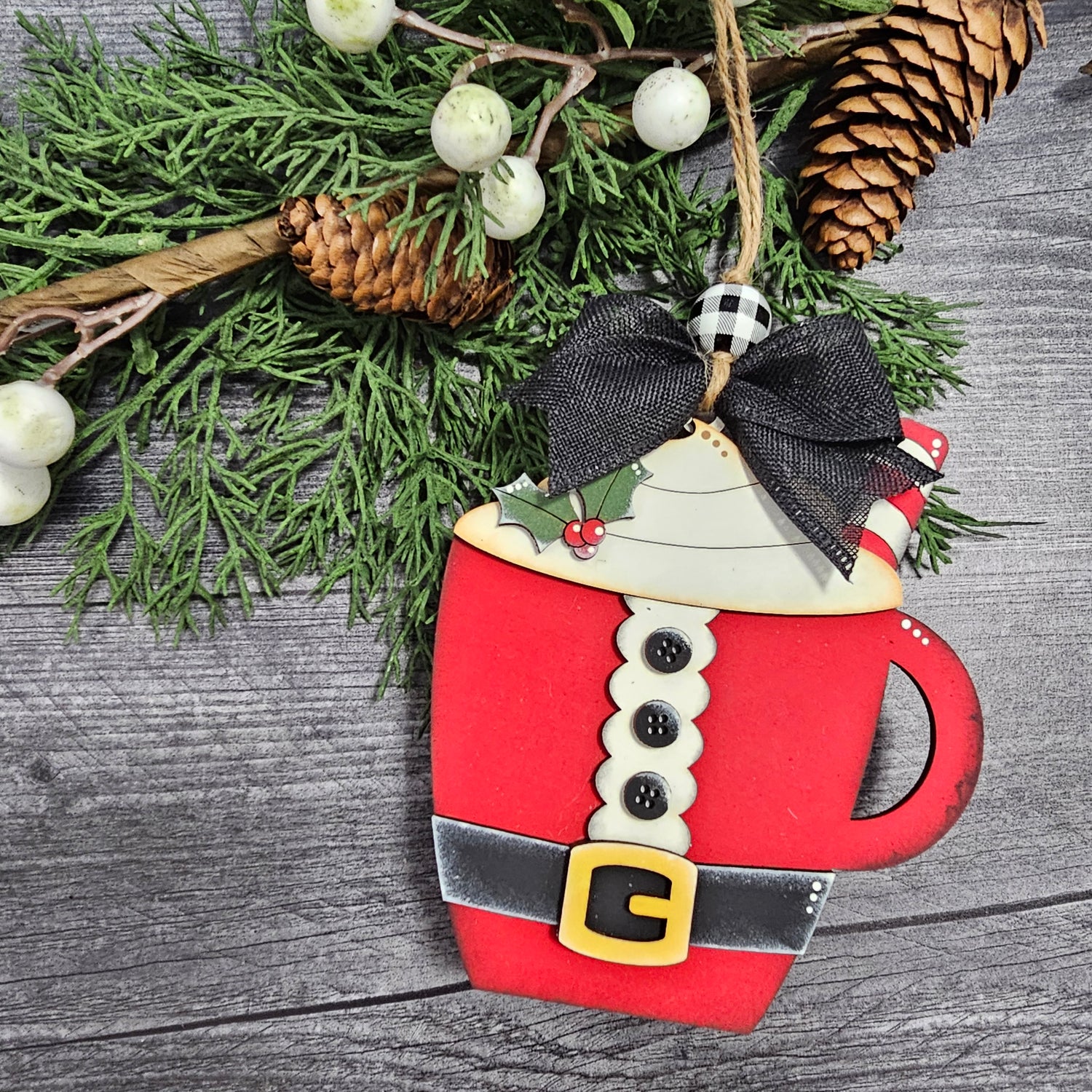 Santa Suit Cocoa Mug Ornament