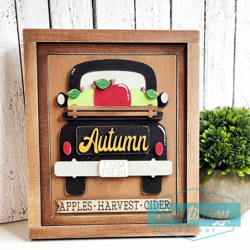 Autumn Apple Farm Truck | 8" Farmhouse Frame | Interchangeable Add-on | DIY Kit