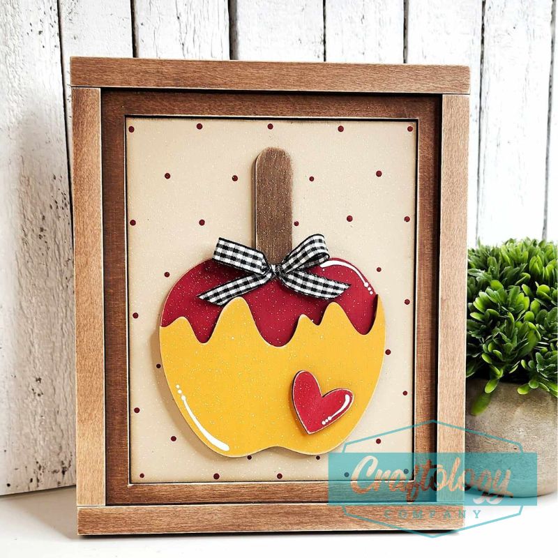 Caramel Apple | 8" Farmhouse Frame | Interchangeable Add-on | DIY Kit