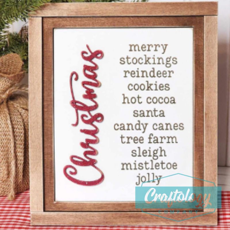 Christmas Words | 8" Farmhouse Frame | Interchangeable Add-on | DIY Kit