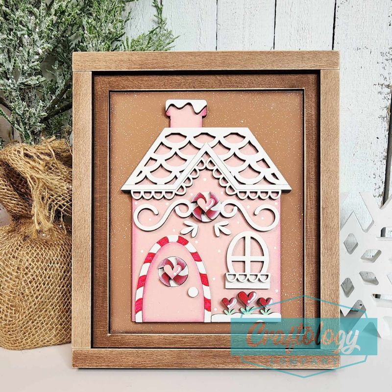 Gingerbread House | 8" Farmhouse Frame | Interchangeable Add-on | DIY Kit