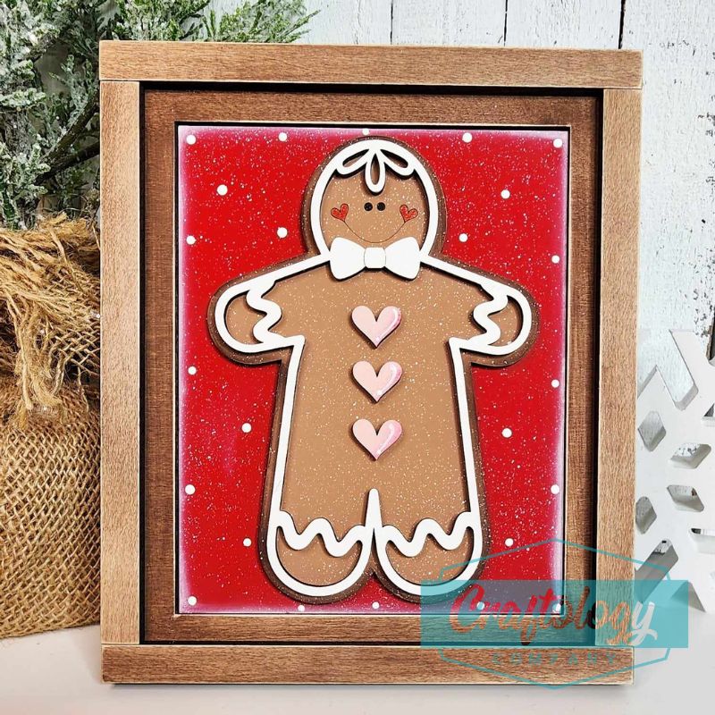 Gingerbread Man | 8" Farmhouse Frame | Interchangeable Add-on | DIY Kit