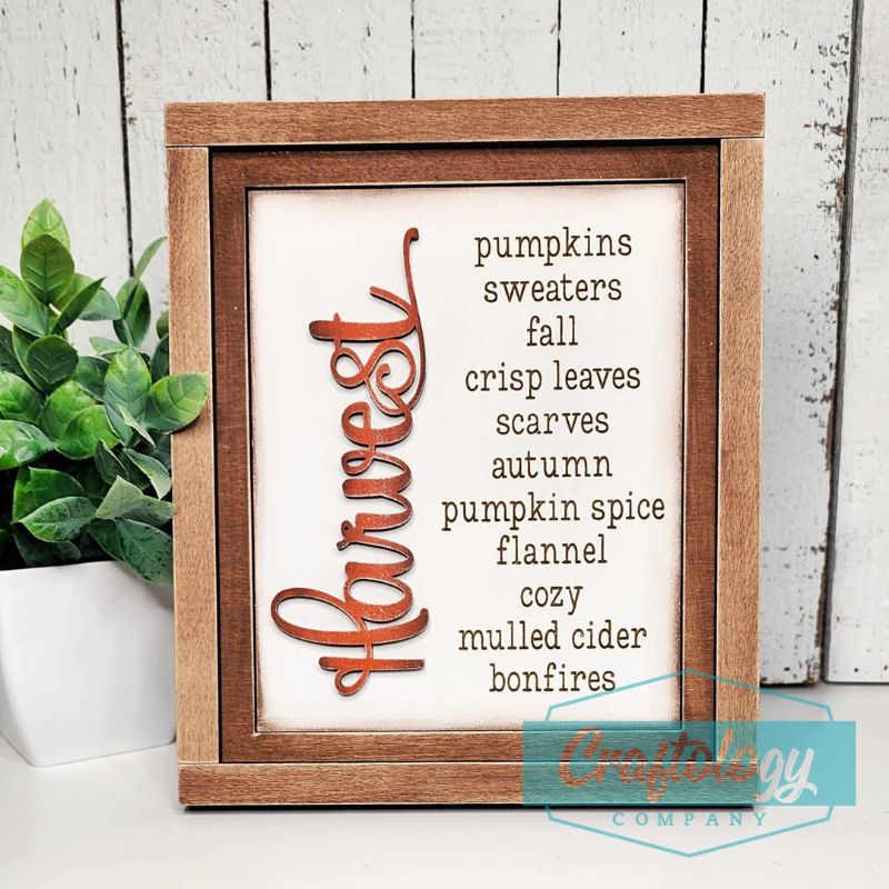 Harvest Words | 8" Farmhouse Frame | Interchangeable Add-on | DIY Kit