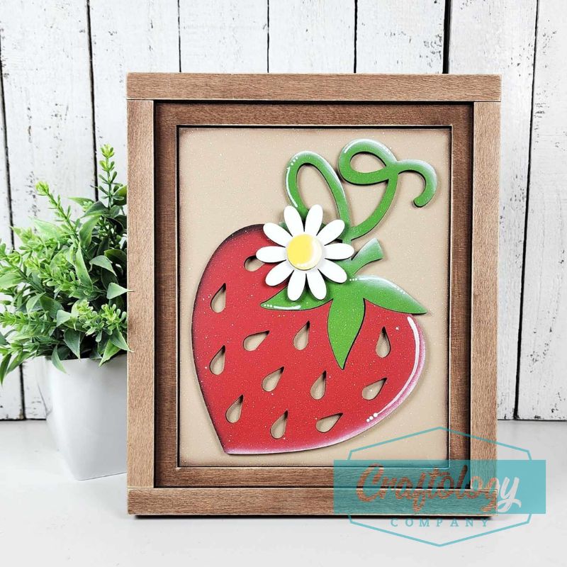 Strawberry | 8" Farmhouse Frame | Interchangeable Add-on | DIY Kit