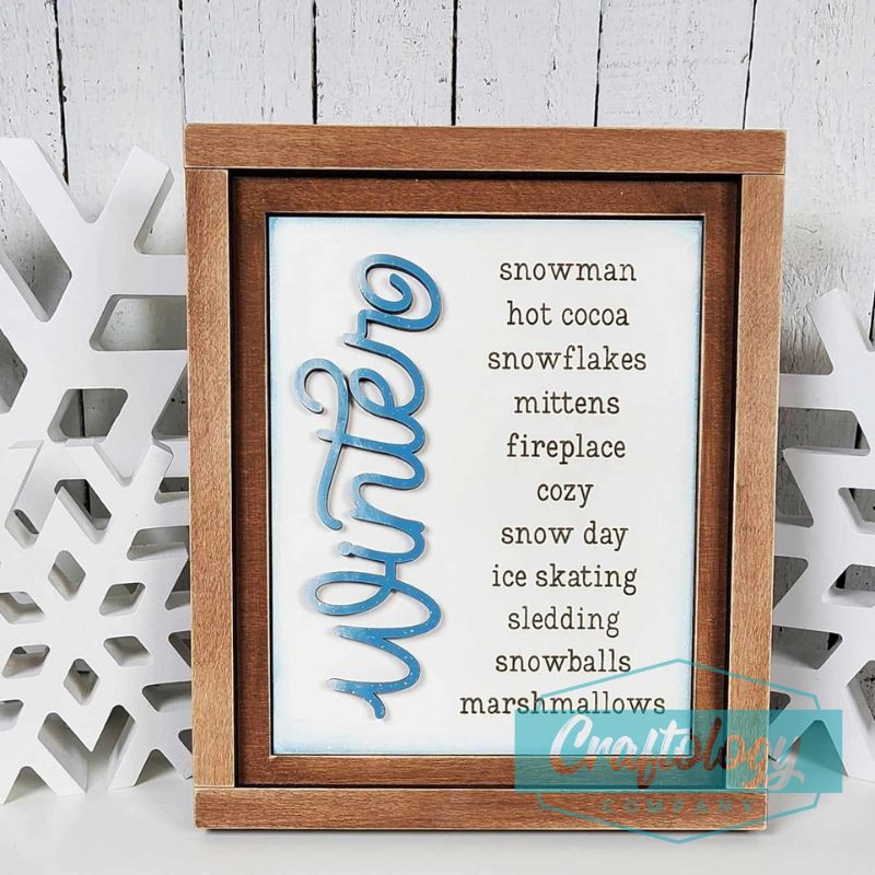 Winter Words | 8" Farmhouse Frame | Interchangeable Add-on | DIY Kit