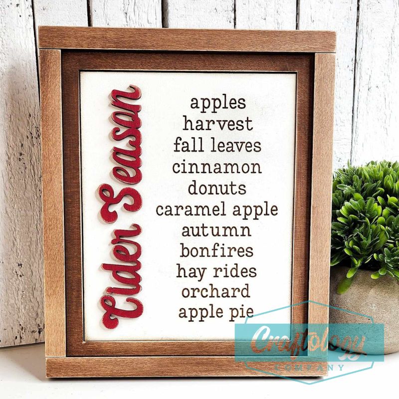 Cider Season Words | 8" Farmhouse Frame | Interchangeable Add-on | DIY Kit
