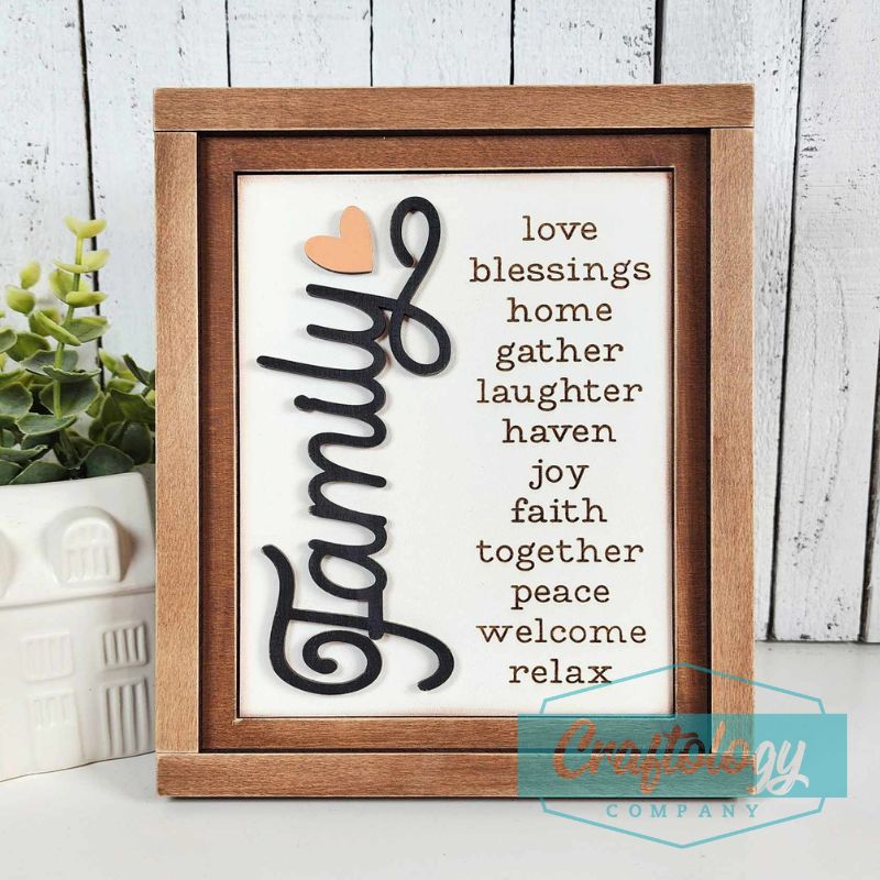Family Words | 8" Farmhouse Frame | Interchangeable Add-on | DIY Kit
