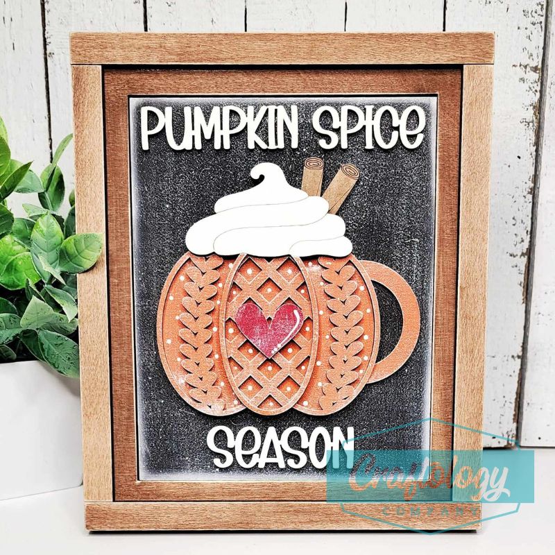 Pumpkin Spice Season | 8" Farmhouse Frame | Interchangeable Add-on | DIY Kit