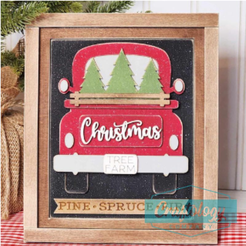 Christmas Tree Farm Truck | 8" Farmhouse Frame | Interchangeable Add-on | DIY Kit