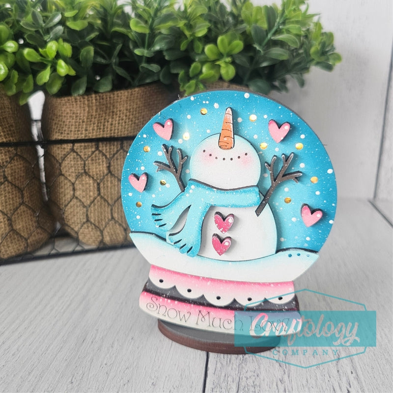 Valentine Snoman Lighted Snowglobe Shelf Sitter
