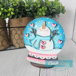 Valentine Snoman Lighted Snowglobe Shelf Sitter