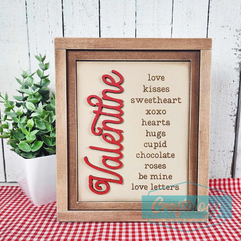 Valentine Words | 8" Farmhouse Frame | Interchangeable Add-on | DIY Kit